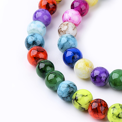 Spray Painted Glass Beads Strands DGLA-MSMC001-14-1