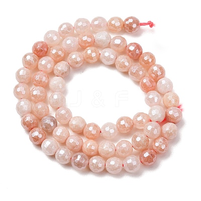 Electroplated Natural Pink Aventurine Beads Strands G-B191-A05-6mm-1