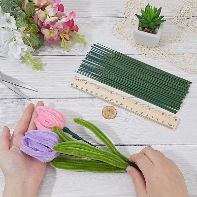 100Pcs Iron Stalk Flower Rod AJEW-SP0003-73C-1