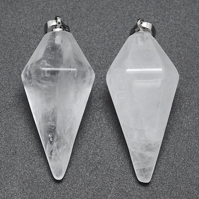 Natural Quartz Crystal Pointed Pendants KK-E757-F-08P-1