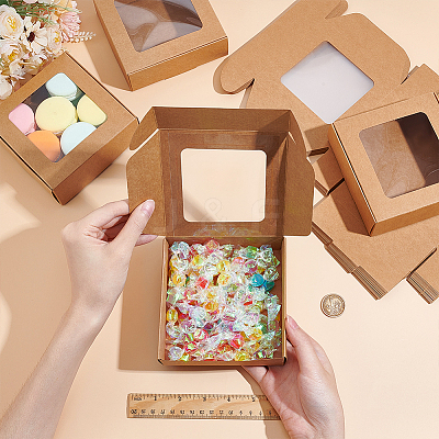 Kraft Paper Gift Box with Visible Window CON-WH0088-74B-1