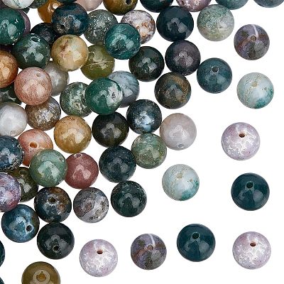 2 Strands Round Natural Indian Agate Beads Strands G-OC0002-32-1