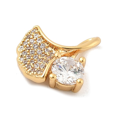 Brass Micro Pave Clear Cubic Zirconia Charms KK-B130-03G-04-1