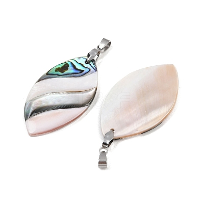 Natural Abalone Shell & Black Lip Shell & Pink Shell Pendants SSHEL-B003-06P-01-1