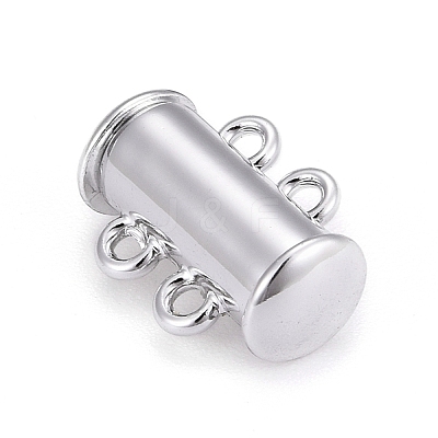 2-Strands 4-Holes Tube Brass Magnetic Slide Lock Clasps KK-D472-P-NF-1