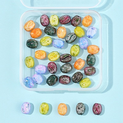 40Pcs 5 Colors Baking Paint Glass Seed Beads GLAA-FS0002-27-1