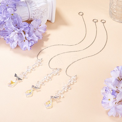 3Pcs Leaf Glass Hanging Suncatchers HJEW-TADJ0014-1