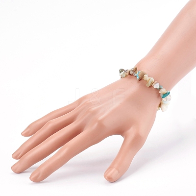 Chips Natural Blue Opal Beaded Stretch Bracelets BJEW-JB05990-1