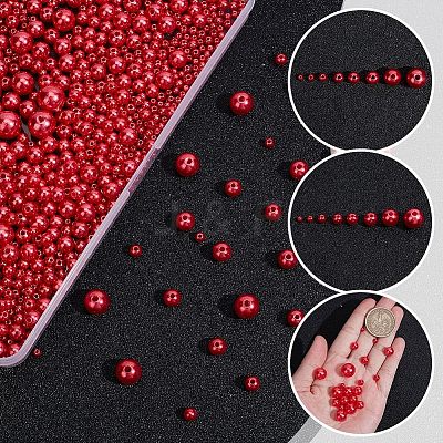 2120Pcs 8 Styles  Imitation Pearl Resin Beads Strands RESI-AR0001-47-1