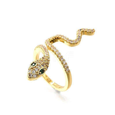Brass Micro Pave Cubic Zirconia Cuff Rings RJEW-D308-03G-B-1