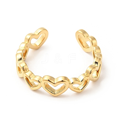 PVD Vacuum Plating 304 Stainless Steel Heart Wrap Open Cuff Ring X-RJEW-C040-01G-1