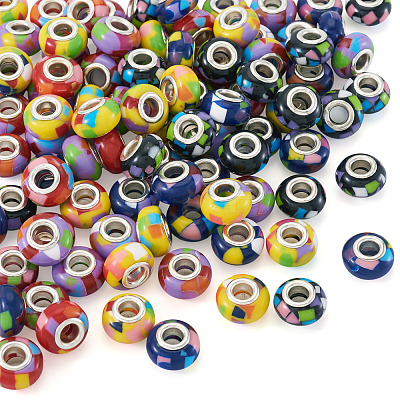 100Pcs 5 Colors Bohemian Style Resin European Beads RESI-TA0004-83-1
