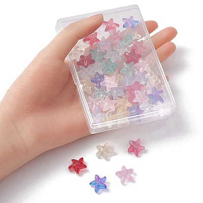 50Pcs 9 Colors Transparent Spray Painted Glass Beads GLAA-YW0001-96-1