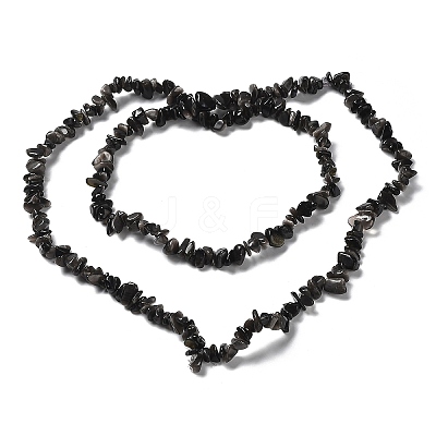 Natural Silver Sheen Obsidian Chip Beads Strands G-M205-07A-1