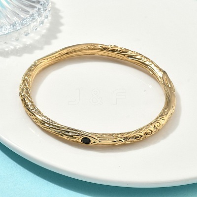 Artisan Engraved 304 Stainless Steel Rhinestone Bangles for Women BJEW-D456-01G-02-1