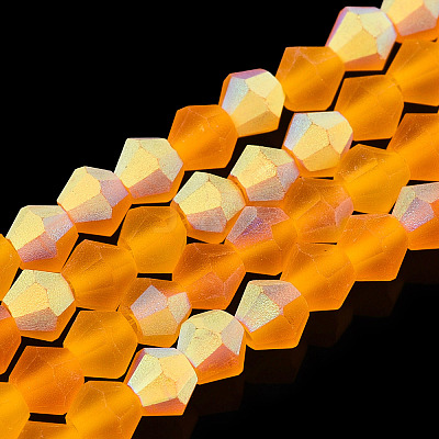 Imitate Austrian Crystal Bicone Frosted Glass Beads Strands GLAA-F029-TM4mm-A23-1