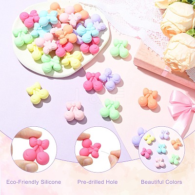 28Pcs 7 Colors Cherry Food Grade Eco-Friendly Silicone Focal Beads SIL-CJ0003-19-1