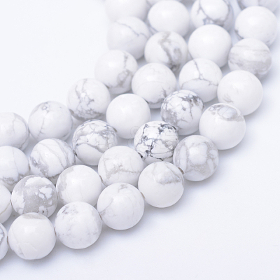 Round Natural Howlite Bead Strands X-G-R345-8mm-18-1