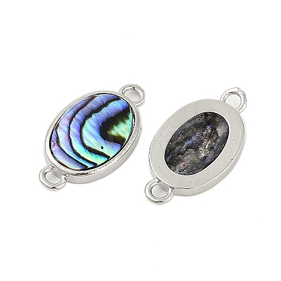 Brass Pave Natural Paua Shell Connector Charms LS-KK-M299-01E-P-1