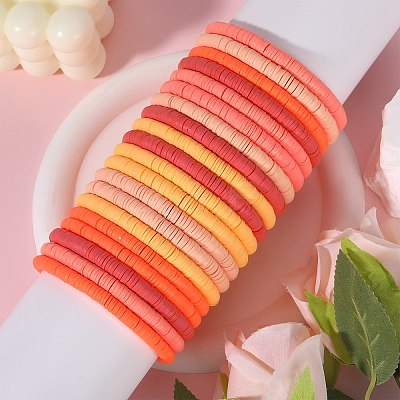 Polymer Clay Heishi Surfer Stretch Bracelets Set BJEW-SW00126-1