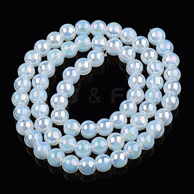 Electroplate Transparent Glass Beads Strands GLAA-T032-T6mm-AB14-1
