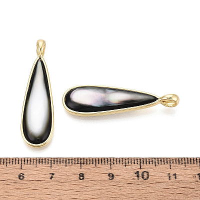 Natural Black Lip Shell Pendants KK-T073-65C-1