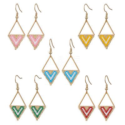 Rhombus Glass Dangle Earrings EJEW-MZ00640-1