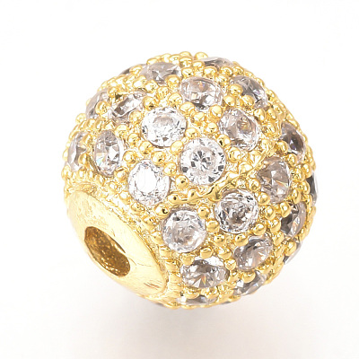 Brass Micro Pave Cubic Zirconia Beads ZIRC-Q013-8mm-142G-1