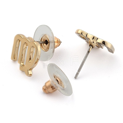 12 Constellation/Zodiac Sign Alloy Stud Earrings EJEW-B025-10G-B-1