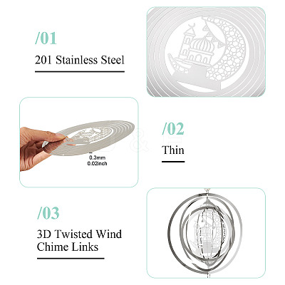 Ramadan & Eid Mubarak Theme 201 Stainless Steel Connector Charms/Links STAS-TA0005-95-1