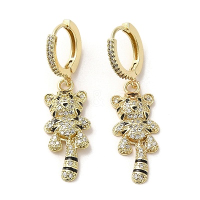 Raccoon Golden Brass Dangle Leverback Earrings EJEW-Q797-16G-1