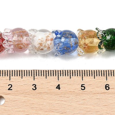 Gold Sand Lampwork Beads Strands LAMP-P069-02A-07-1
