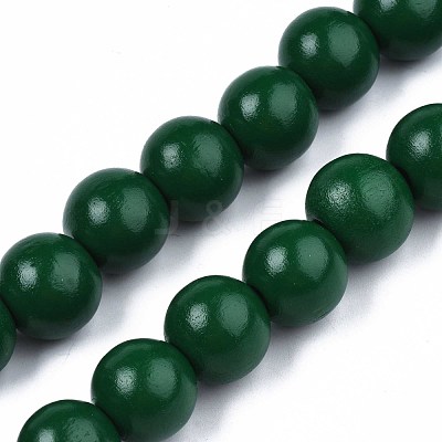 Spray Painted Natural Wood Beads Strands WOOD-S053-57C-1