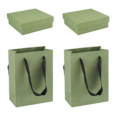 2Pcs Square Paper Jewelry Display Cases CON-TA0001-39F-01-1