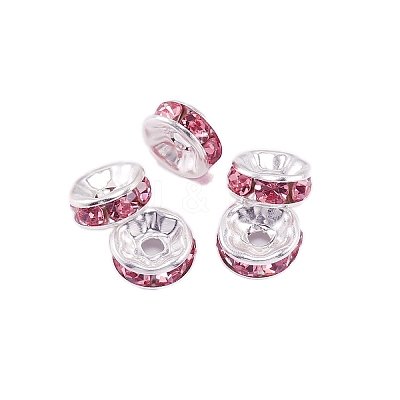 Rondelle Brass Rhinestone Spacer Beads FS-WG29681-59-1