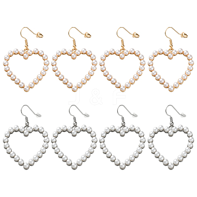 4 Pairs 2 Colors Iron Heart Dangle Earrings EJEW-HY0001-40-1