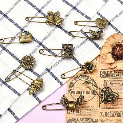 20Pcs 10 Styles Alloy Kilt Pins for Backpack Clothes JEWB-CJ0003-24-1