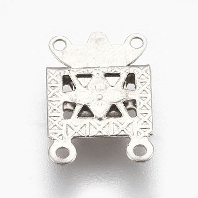 Tarnish Resistant 201 Stainless Steel Multi-Strand Box Clasps STAS-E441-02P-1