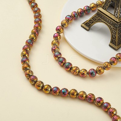 Electroplated Natural Lava Rock Beads Strands X-G-S352-30D-07-1