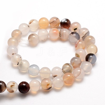 Natural Dendritic Agate Round Beads Strands X-G-E321C-4mm-01-1
