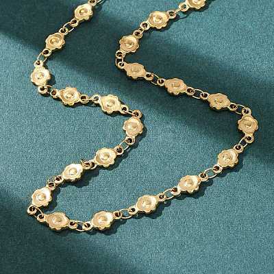 5.5MM 304 Stainless Steel Flower Link Chain Necklaces NJEW-P346-01G-1
