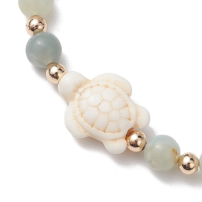Natural Flower Amazonite Round Beaded Braided Bead Bracelets BJEW-JB10692-02-1