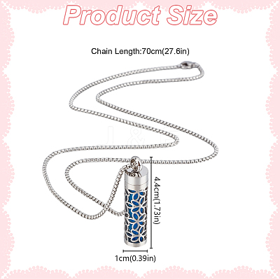 2Pcs 2 Styles Anti-Tarnish Stainless Steel Mini Hollow Column Perfume Bottle Necklaces NJEW-DR0001-02B-1