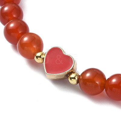 Natural Carnelian Round Beaded Stretch Bracelets BJEW-JB09881-05-1