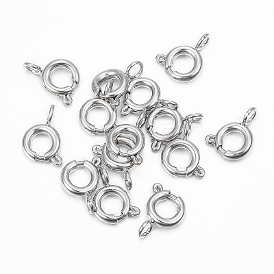 Tarnish Resistant 304 Stainless Steel Smooth Surface Spring Ring Clasps STAS-H396-B-02P-1