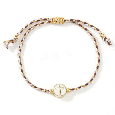 Brass Enamel Bead Braided Bead Bracelets AG3101-6-1