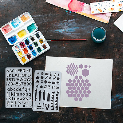 16Pcs Letter Geometric Plastic Drawing Painting Stencils DIY-WH0320-25-1