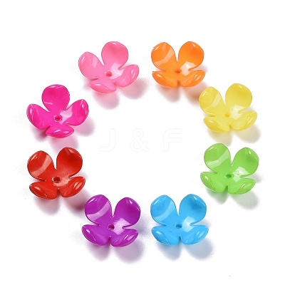 Opaque Acrylic Flower Bead Caps SACR-Q099-M19-1