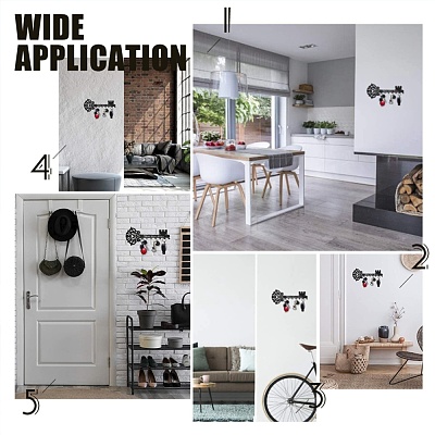 Iron Wall Mounted Hook Hangers AJEW-WH0188-70-1