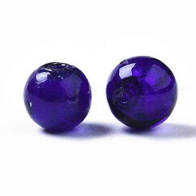 Handmade Silver Foil Glass Beads X-FOIL-R054-10mm-11-1